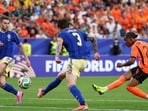 Crysencio Summerville #24 of the Netherlands scores his team's fifth goal. (Getty Images via AFP)