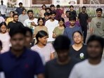 Medical students leave after taking the NEET-UG re-examination in Kota, in India's Rajasthan on June 21.