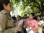 In Lucknow, 32,761 of the 35,594 registered candidates appeared at 75 centres. (Deepak Gupta/HT)