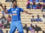 Prasidh Krishna during the 3rd ODI against Afghanistan, in Chennai, on Saturday. (PTI)