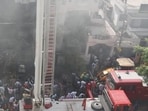 A massive fire ripped through a building in Lucknow’s Aliganj area on June 22, claiming 15 lives. (HT photo)