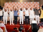 Six Shiv Sena UBT MPs join Shiv Sena in the presence of Maharashtra Deputy Chief Minister Eknath Shinde.