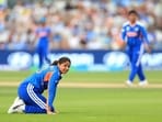 India's Harmanpreet Kaur looks on.