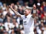 England's captain Ben Stokes celebrates taking the wicket of New Zealand's Devon Conway on the fourth day of the first Test England's captain Ben Stokes celebrates taking the wicket of New Zealand's Devon Conway on the fourth day of the first Test