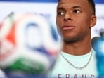 France's forward #10 Kylian Mbappe gives an MD-1 press conference at the Philadelphia Stadium in Philadelphia on June 21