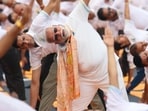 PM Modi participates in a yoga session during the International Day of Yoga celebrations, in Kolkata. PM Modi participates in a yoga session during the International Day of Yoga celebrations, in Kolkata.