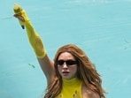Singer Shakira performs on the pitch during the opening ceremony before the start of the World Cup in Mexico. Singer Shakira performs on the pitch during the opening ceremony before the start of the World Cup in Mexico.