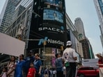SpaceX branding in New York’s Times Square during the company’s initial public offering.