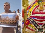 Railway minister Ashwini Vaishnaw with a design image for the proposed Khatu Shyam Ji temple station at Sundarnagar in Sikar district, Rajasthan.