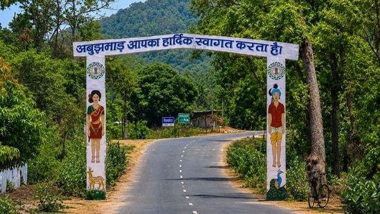 The entry point for Abujhmad in Chhattisgarh. (HT Photo)