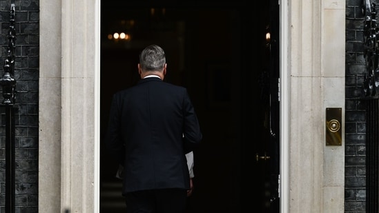 Keir Starmer, UK prime minister, returns inside 10 Downing Street, after announcing his resignation on Monday. (Bloomberg)