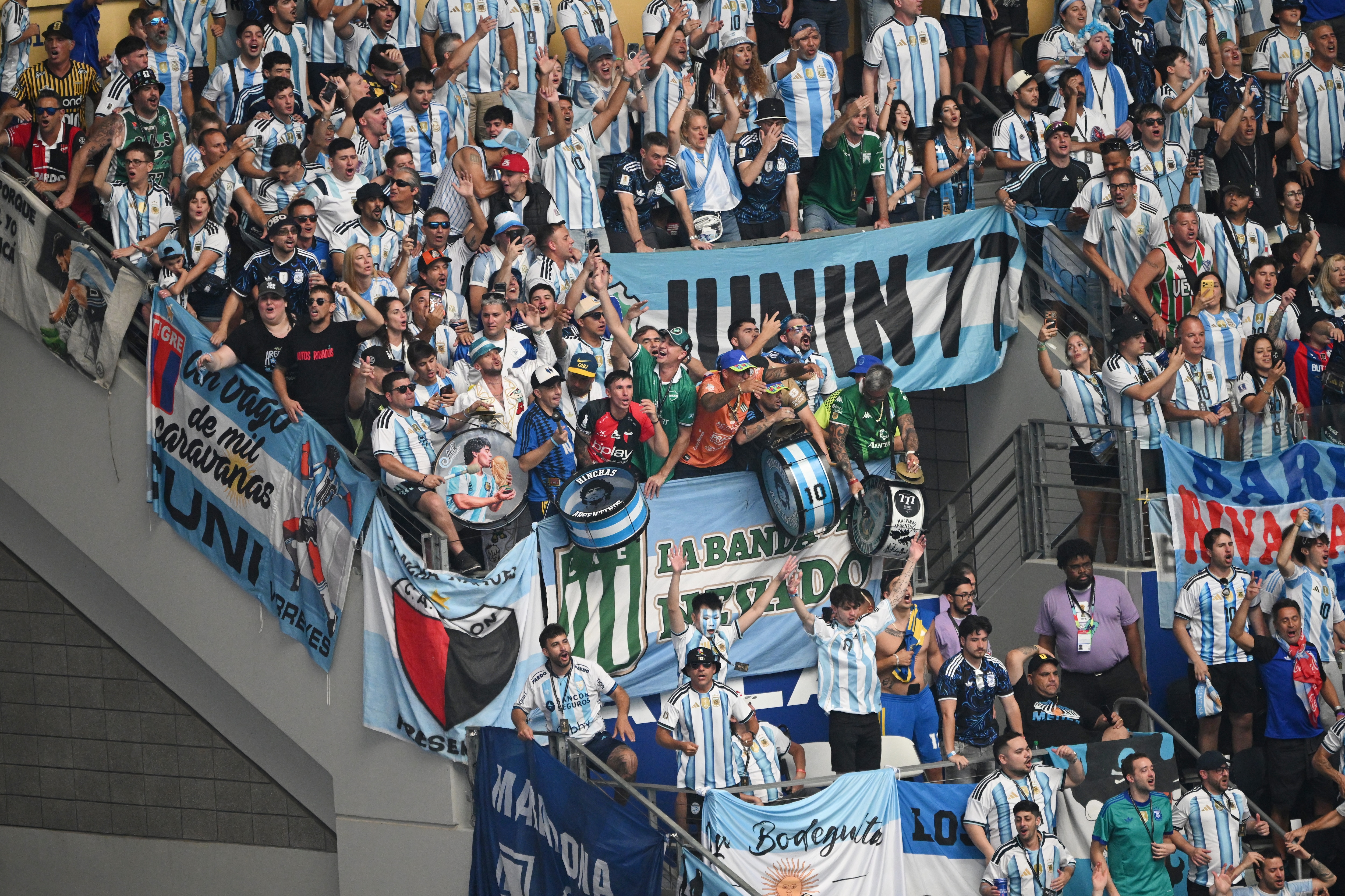 Argentinian fans cheer during the World Cup Group J soccer match between Argentina and Austria in Arlington, Texas, near Dallas, Monday, June 22, 2026. (AP Photo/Jessica Tobias) (AP Photo/Jessica Tobias) Argentinian fans cheer during the World Cup Group J soccer match between Argentina and Austria in Arlington, Texas, near Dallas, Monday, June 22, 2026. (AP Photo/Jessica Tobias) (AP Photo/Jessica Tobias)