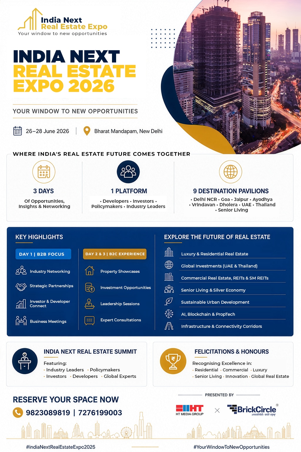 The India Next Real Estate Expo 2026 will spotlight real estate trends, global investment opportunities, senior living, infrastructure, and PropTech, while fostering industry dialogue and business collaborations.