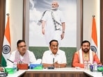A meeting was held on Tuesday in Delhi at the residence of Union jal shakti minister CR Patil between Haryana chief minister Nayab Singh Saini and Rajasthan chief minister Bhajan Lal Sharma to discuss issues related to water resources, irrigation and drinking water concerning both states. (Sourced)