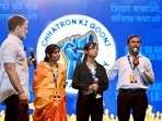 Lok Sabha LoP Rahul Gandhi interacts with students and parents during an event "Chhatron Ki Goonj", in Kota on Wednesday.