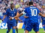 France vs Iraq LIVE Score: Ousman Dembele after the goal against Iraq.