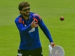 Nitish Kumar Reddy during a practice session ahead of the Test against Afghanistan. (PTI)
