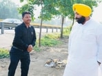 Punjab minister Harjot Singh Bains carrying out an inspection of cleanliness standards in Moga on Tuesday. (HT Photo)