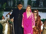 Ameesha Patel and Amrish Puri in a still from Gadar.