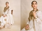 Sonam Kapoor looks straight out of a royal portrait in an ivory anarkali. Sonam Kapoor looks straight out of a royal portrait in an ivory anarkali.