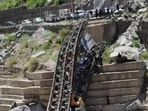 The bailey bridge that collapsed on National Highway-5 near Urni Dhank in Kinnaur district when a gravel-laden truck was crossing it on Tuesday morning.