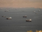 Vessels at the Strait of Hormuz, as seen from Musandam, Oman, June 18, 2026 (REUTERS)