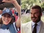 Alexandra Daddario was focusing on David Beckham in a charming selfie captured during the England vs Ghana clash.