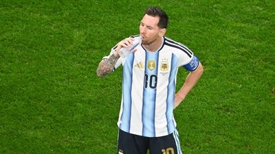 Argentina's Lionel Messi drinks water during a hydration break of the World Cup Group J soccer match between Argentina and Austria in Arlington, Texas, near Dallas, Monday, June 22, 2026. (AP Photo/Jessica Tobias) (AP Photo/Jessica Tobias) Argentina's Lionel Messi drinks water during a hydration break of the World Cup Group J soccer match between Argentina and Austria in Arlington, Texas, near Dallas, Monday, June 22, 2026. (AP Photo/Jessica Tobias) (AP Photo/Jessica Tobias)