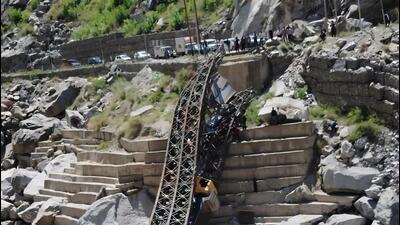 The bailey bridge that collapsed on National Highway-5 near Urni Dhank in Kinnaur district when a gravel-laden truck was crossing it on Tuesday morning. The driver survived with minor injuries.