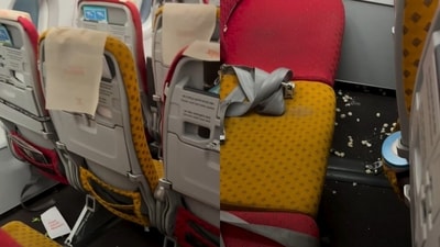 A viral video showing litter inside an Air India plane sparked debate on passengers’ basic civic sense. (Instagram/thevanshikakataria) A viral video showing litter inside an Air India plane sparked debate on passengers’ basic civic sense. (Instagram/thevanshikakataria)