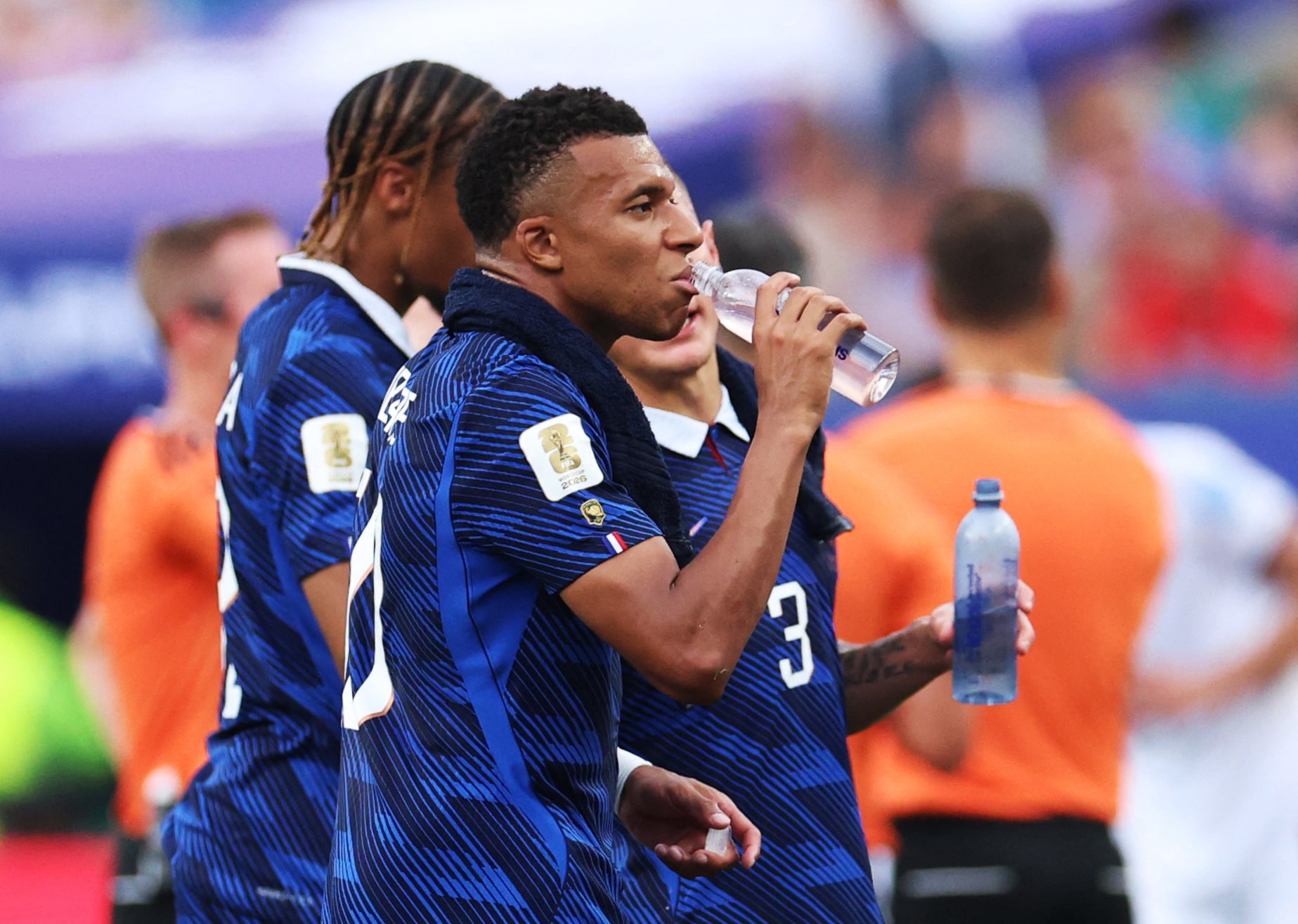 Soccer Football - FIFA World Cup 2026 - Group I - France v Iraq - Philadelphia Stadium, Philadelphia, Pennsylvania, U.S. - June 22, 2026 France's Kylian Mbappe takes a drink during a hydration break REUTERS/Siphiwe Sibeko (REUTERS)