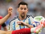 Argentina's Lionel Messi views the ball during the World Cup Group J soccer match against Austria in Arlington on June 22, 2026.