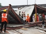 NDRF and Army rescue personnel continue search and rescue survivor and victims from the collapsed warehouse at Taratala, Brace Bridge in Kolkata.