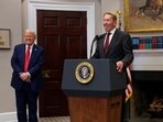 President Trump and Larry Ellison at the White House’s AI data-center announcement in January 2025.