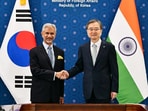 External affairs minister S Jaishankar with his counterpart Cho Hyun in Seoul. (X)