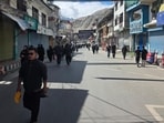 Leh market wear a deserted look with shops shut on Tuesday. (Sourced)