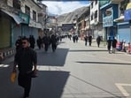 Leh market wear a deserted look with shops shut on Tuesday. (Sourced)
