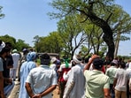 On Tuesday, the public health engineering department, backed by police deployment, resumed pipeline-laying work beyond the disputed site. (HT Photo) On Tuesday, the public health engineering department, backed by police deployment, resumed pipeline-laying work beyond the disputed site. (HT Photo)