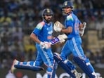 India's Yashasvi Jaiswal and Rohit Sharma run between the wickets during the third ODI cricket match between India and Afghanistan