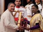 President Droupadi Murmu confers the Padma Shri to Satish Shah, posthumously, recieved by his cousin during the second civil investiture ceremony, at Rashtrapati Bhavan, in New Delhi, Tuesday, June 23, 2026. 

(PTI Photo/Kamal Kishore)