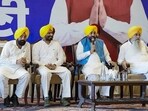Punjab Chief Minister Bhagwant Mann speaks during a ‘Sarpanch Milni’ programme, in Bathinda on Wednesday. (ANI)