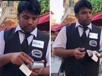 In the clip, the waiter can be heard using abusive language.