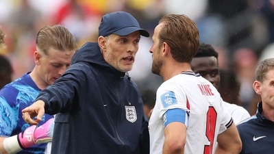 Thomas Tuchel England Manager talks to Harry Kane #9 of England during the FIFA World Cup 2026 Group L match between England and Ghana at Boston Stadium on June 23 (Getty Images via AFP) Thomas Tuchel England Manager talks to Harry Kane #9 of England during the FIFA World Cup 2026 Group L match between England and Ghana at Boston Stadium on June 23 (Getty Images via AFP)