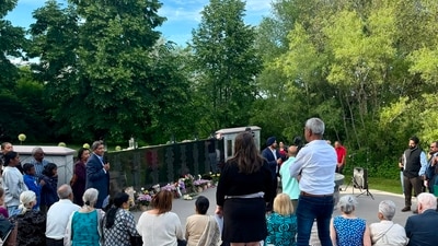 Family members of the victims of the Kanishka bombing were joined by Canadian leaders, officials from India's Consulate and community members at the memorial in Toronto on Tuesday evening. Family members of the victims of the Kanishka bombing were joined by Canadian leaders, officials from India's Consulate and community members at the memorial in Toronto on Tuesday evening.