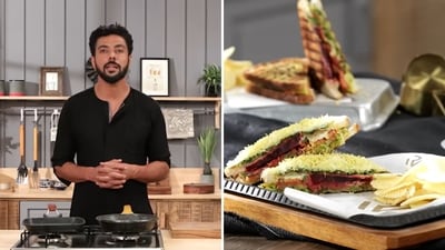 Ranveer Brar's Bombay masala sandwich can be made in around 25 minutes. (@RanveerBrar/YouTube) Ranveer Brar's Bombay masala sandwich can be made in around 25 minutes. (@RanveerBrar/YouTube)