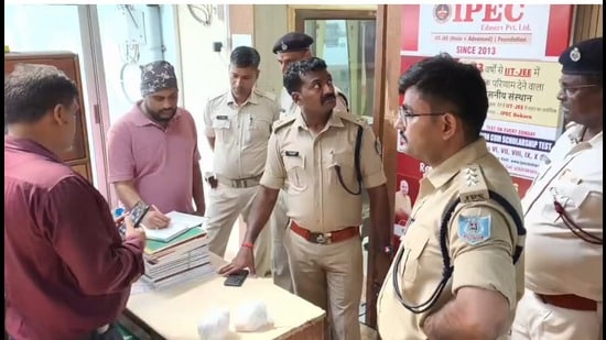 A fire safety audit in progress at a coaching institute in Dhanbad. (HT Photo)