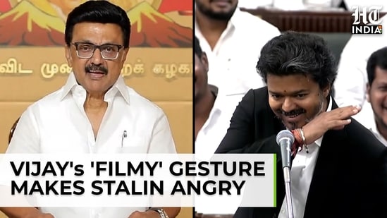 On cam: Vijay's 'filmy' gesture in TN assembly makes Stalin angry
