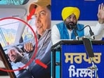 Punjab’s ruling party shared a video in which a man, whom Bhagwant Mann on Thursday identified as a Canada-based person, Jagman Samra, is seen holding the mask Punjab’s ruling party shared a video in which a man, whom Bhagwant Mann on Thursday identified as a Canada-based person, Jagman Samra, is seen holding the mask