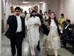 Bollywood actor Jacqueline Fernandez (in the middle) at the Patiala House Court in connection with the  <span class='webrupee'>₹</span>200-crore money laundering case, in New Delhi. (ANI)