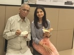 Narayana Murthy with daughter Akshata Murty. Narayana Murthy with daughter Akshata Murty.